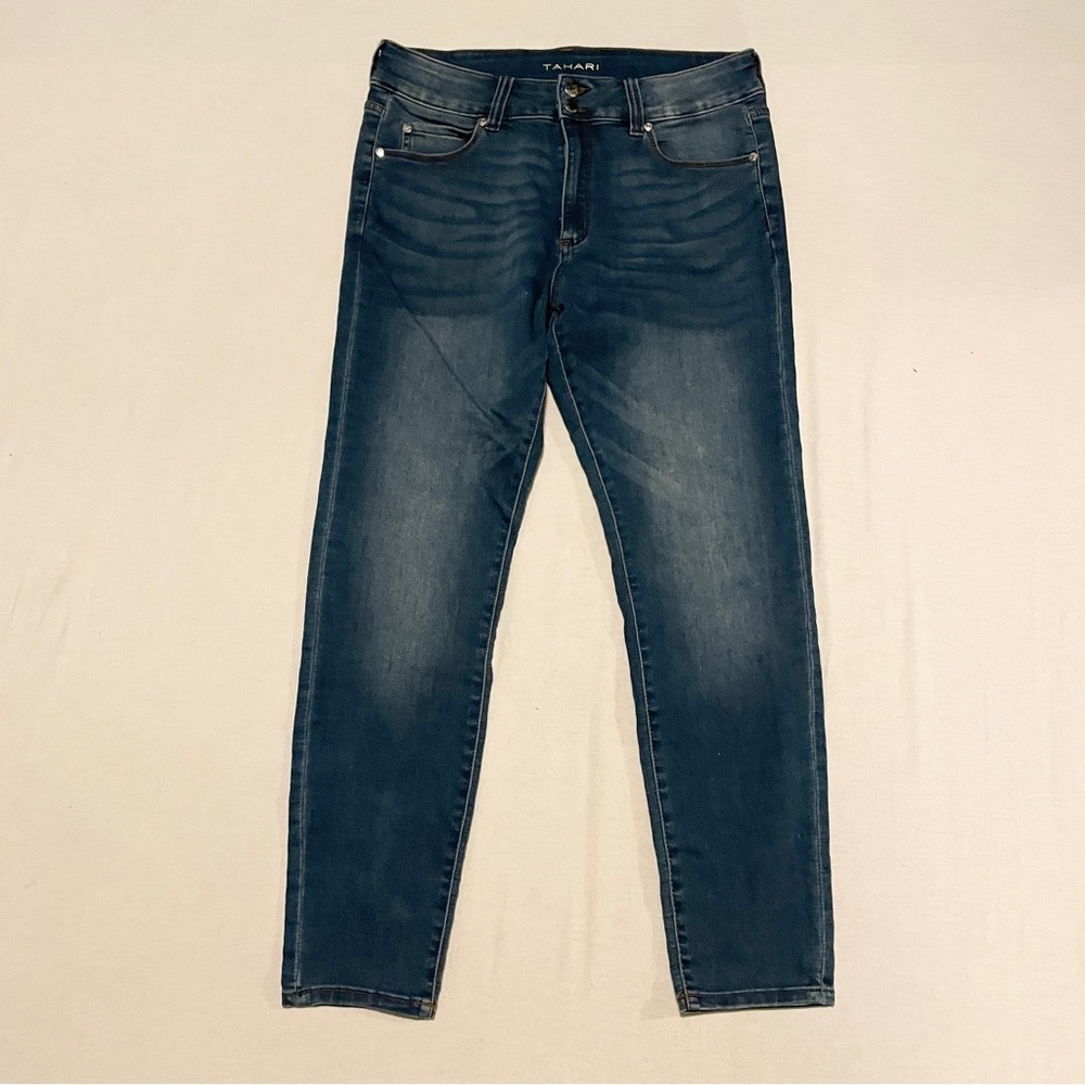 Tahari High Rise Double Button Ankle Skinny Jeans Size 12/31